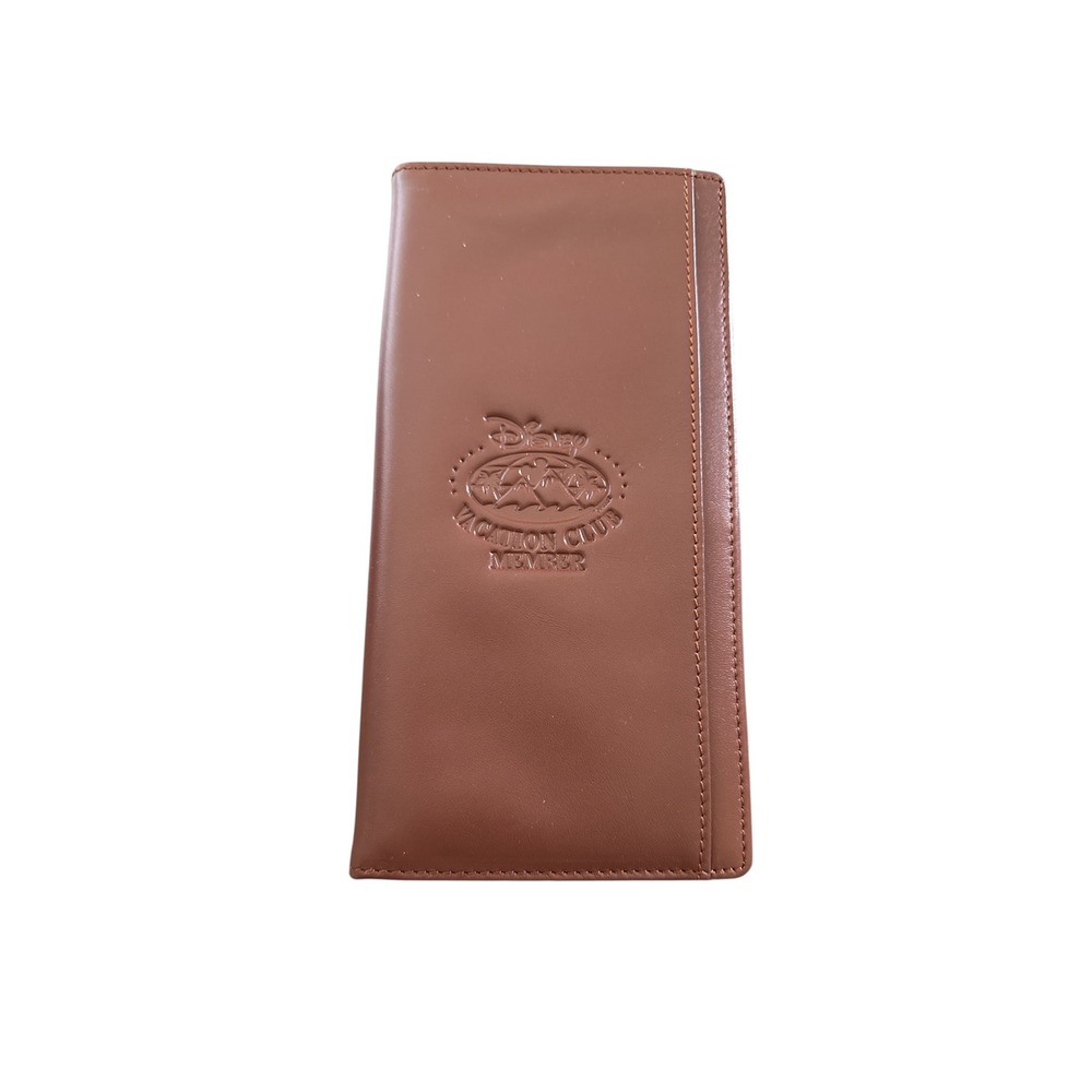 Disney Vacation Club Member Leather Portfolio Organizer Folio Brown‎